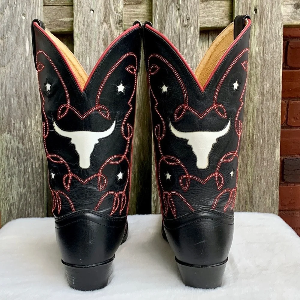 SOLD Justin Boots Steer Head Short Cowgirl Cowboy Western Boots Fits Women’s 7 - Picture 2 of 8